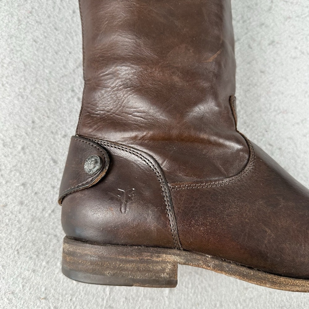 Frye Melissa Button Back Zip Leather Riding Boots Brown Sz. 8 B Womens - Picture 3 of 16